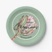 トロピカルプロテアフローラクリスマス ペーパープレート (正面)