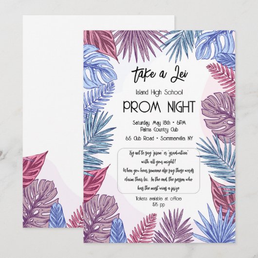 トロピカルプロム 招待状 (正面/裏面)