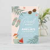 トロピカルプールの誕生日パーティーへの招待 招待状 (スタンド正面)