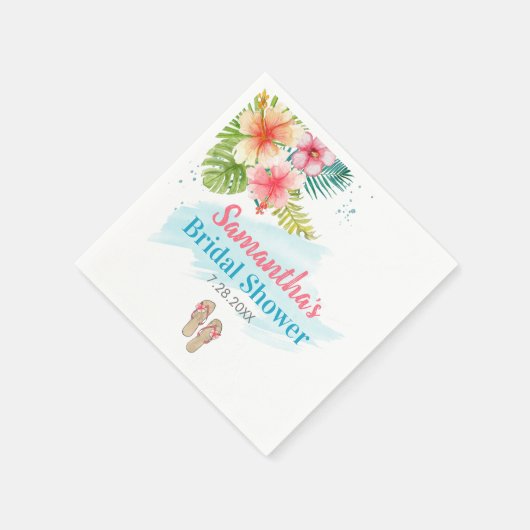 トロピカルプールサイドサマーブライダルシャワー スタンダードカクテルナプキン (角)