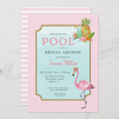 トロピカルプールサイドブライダルシャワーへの招待 招待状 (正面/裏面)