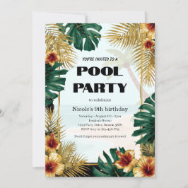 トロピカルプールパーティーの招待状 ニコール9歳の誕生日 招待状