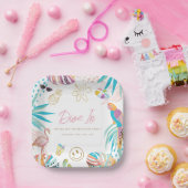 トロピカルプールパーティーガール誕生日 ペーパープレート (パーティー)