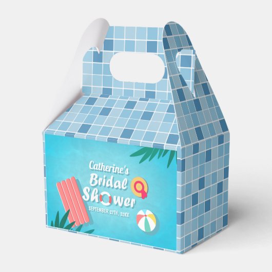 トロピカルプールパーティーサマーブライダルシャワー フェイバーボックス (正面サイド)