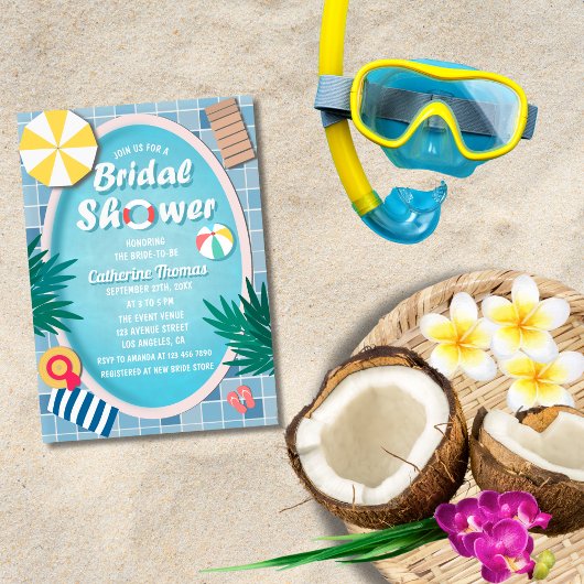 トロピカルプールパーティーサマーブライダルシャワー 招待状