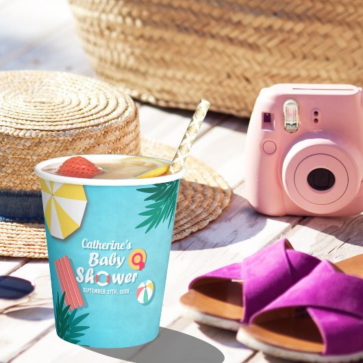 トロピカルプールパーティーサマーベビーシャワー 紙コップ