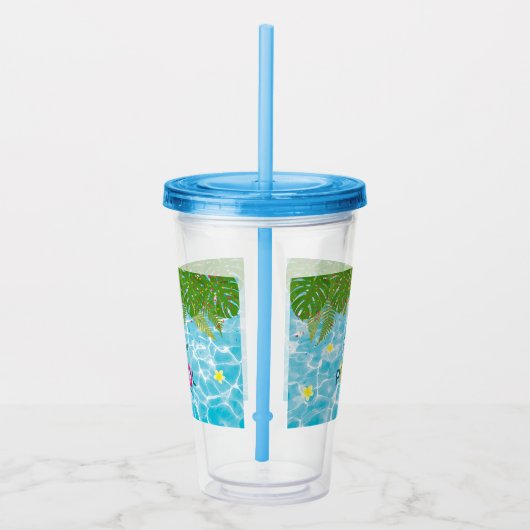 トロピカルプールパーティースイミングプール誕生日 アクリルタンブラー (右)