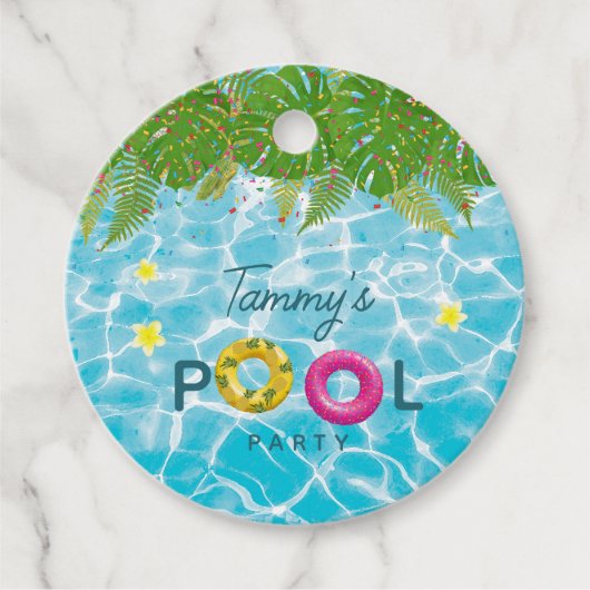 トロピカルプールパーティースイミングプール誕生日 フェイバータグ (正面)