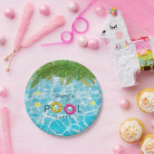 トロピカルプールパーティースイミングプール誕生日 ペーパープレート (パーティー)
