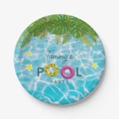 トロピカルプールパーティースイミングプール誕生日 ペーパープレート (正面)