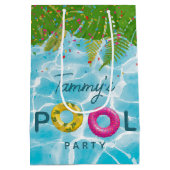 トロピカルプールパーティースイミングプール誕生日 ミディアムペーパーバッグ (裏面)