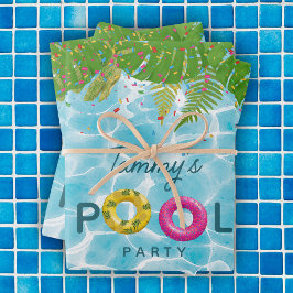 トロピカルプールパーティースイミングプール誕生日 ラッピングペーパーシート