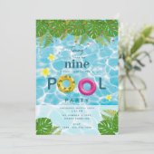 トロピカルプールパーティースイミングプール誕生日 招待状 (スタンド正面)