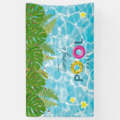 トロピカルプールパーティースイミングプール誕生日 横断幕 (縦)