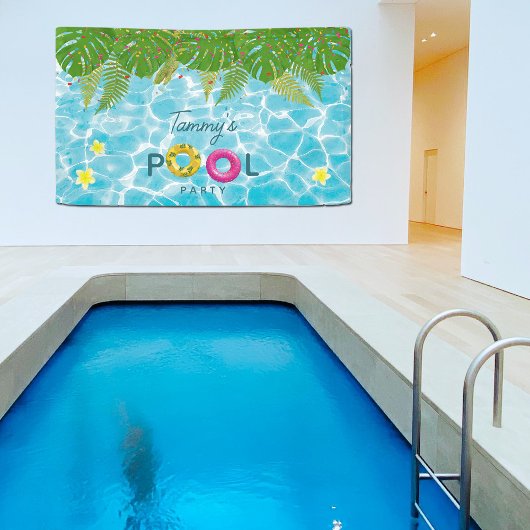 トロピカルプールパーティースイミングプール誕生日 横断幕