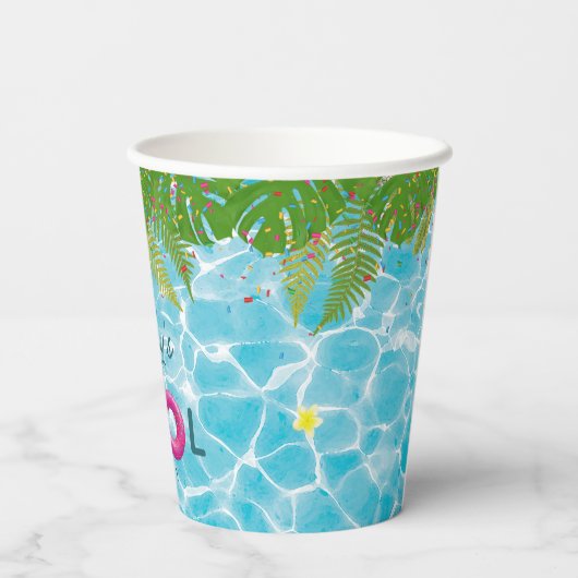 トロピカルプールパーティースイミングプール誕生日 紙コップ (裏面)
