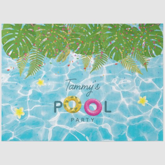 トロピカルプールパーティースイミングプール誕生日 薄葉紙 (正面)