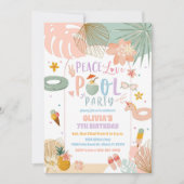 トロピカルプールパーティーバースデー招待状 招待状 (正面)