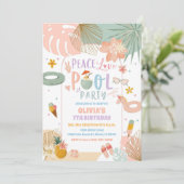 トロピカルプールパーティーバースデー招待状 招待状 (スタンド正面)