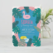 トロピカルプールパーティーピンクガール1st誕生日 招待状 (スタンド正面)