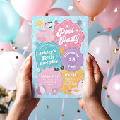 トロピカルプールパーティーレトロサマーバースデーパーティー 招待状