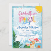 トロピカルプールパーティー夏期卒業 招待状 (正面)