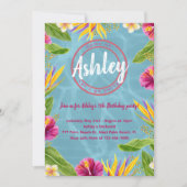 トロピカルプールパーティー誕生日招待状 招待状 (正面)