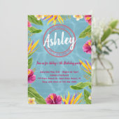 トロピカルプールパーティー誕生日招待状 招待状 (スタンド正面)