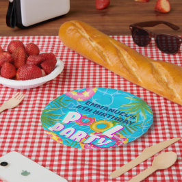 トロピカルプールパーティー誕生日紙プレート ペーパープレート