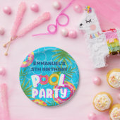 トロピカルプールパーティー誕生日紙プレート ペーパープレート (パーティー)