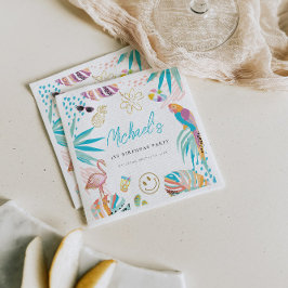 トロピカルプールパーティー誕生日 スタンダードカクテルナプキン