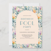 トロピカルプールパーティー誕生日 招待状 (正面)