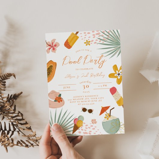 トロピカルプールパーティー サマー誕生日招待状 招待状