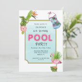トロピカルプールパーティー |夏の誕生日パーティー 案内状 (スタンド正面)