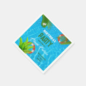 トロピカルプールパーティー |夏の誕生日招待状 スタンダードカクテルナプキン (角)