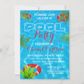 トロピカルプールパーティー |夏の誕生日招待状 招待状 (正面)