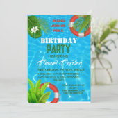 トロピカルプールパーティー |夏の誕生日招待状 招待状 (スタンド正面)