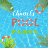 トロピカルプールパーティー |夏の誕生日 シール (正面)