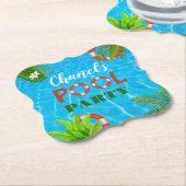 トロピカルプールパーティー |夏の誕生日 ペーパーコースター (アングル)