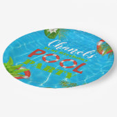 トロピカルプールパーティー |夏の誕生日 ペーパープレート (アングル)