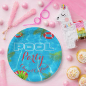 トロピカルプールパーティー |夏の誕生日 ペーパープレート (パーティー)