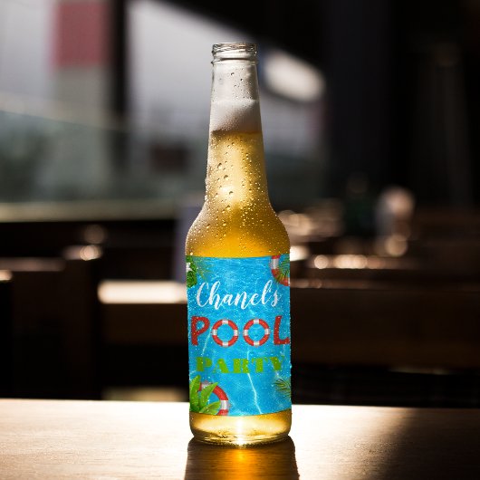 トロピカルプールパーティー |夏の誕生日 リキュールボトルラベル