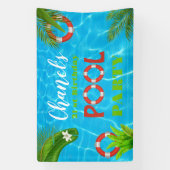 トロピカルプールパーティー |夏の誕生日 横断幕 (縦)