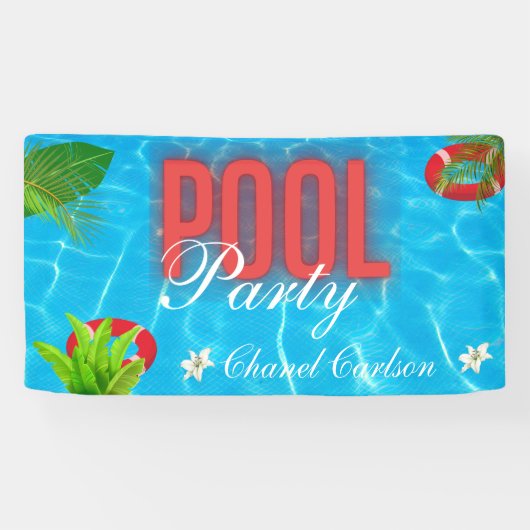 トロピカルプールパーティー |夏の誕生日 横断幕 (横)