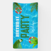 トロピカルプールパーティー |夏の誕生日 横断幕 (縦)