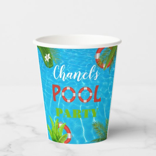 トロピカルプールパーティー |夏の誕生日 紙コップ (正面)