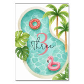 トロピカルプールパーティー | 水彩子供の誕生日 テーブルナンバー (裏面)