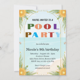 トロピカルプールパーティー Nicole 9歳の誕生日 2026 招待状