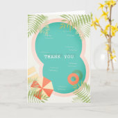 トロピカルプールパームツリーベージュサンキューカード カード (黄色い花)