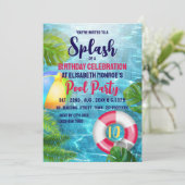 トロピカルプールビーチボール、誕生日プールパーティー 招待状 (スタンド正面)